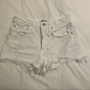 Agolde Parker Vintage Cut Off Shorts in White